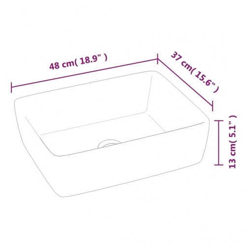Rektangulær håndvask 48 × 37 × 13 cm i keramik - hvid