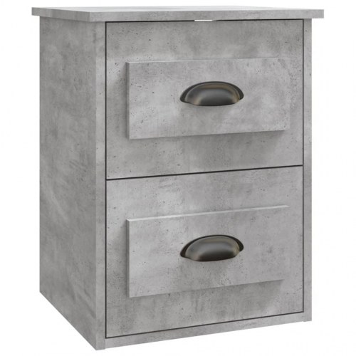 Væghængt sengebord 41,5×36×53 cm - betongrå med 2 skuffer