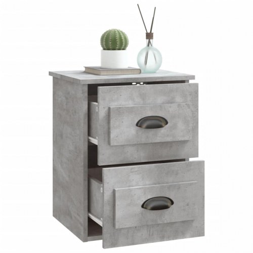 Væghængt sengebord 41,5×36×53 cm - betongrå med 2 skuffer
