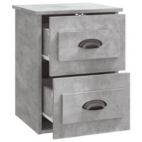 Væghængt sengebord 41,5×36×53 cm - betongrå med 2 skuffer