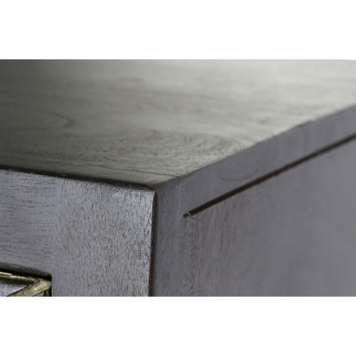 Skab - Sort metal og akacie, 100 x 40 x 175 cm