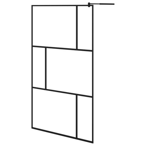 Brusevæg med hylde 115x195 cm sikkerhedsglas og aluminium sort