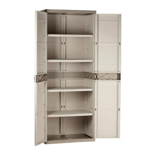Højskab til opbevaring Plastiken Titanium - plastik/harpiks, beige, 176 × 70 × 45 cm