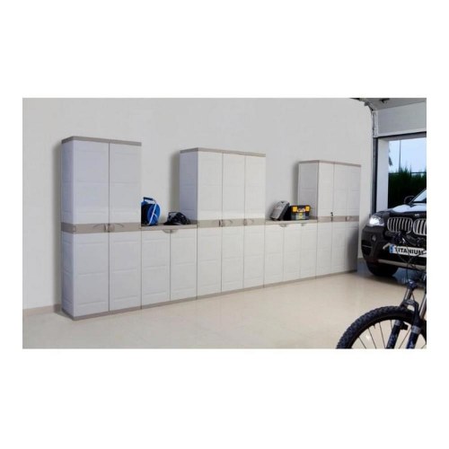 Højskab til opbevaring Plastiken Titanium - plastik/harpiks, beige, 176 × 70 × 45 cm