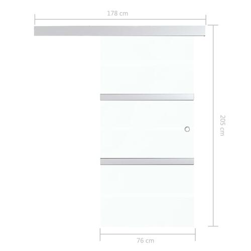 Skydedør 76x205 cm hærdet glas og aluminium sølvfarvet