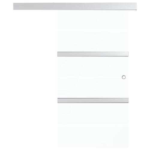 Skydedør med bløde stop 90x205 cm hærdet glas og aluminium sølv