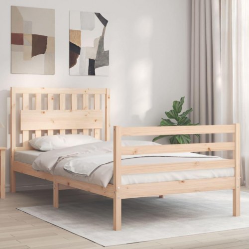 Sengeramme med sengegavl 100 x 200 cm i massivt fyrretræ