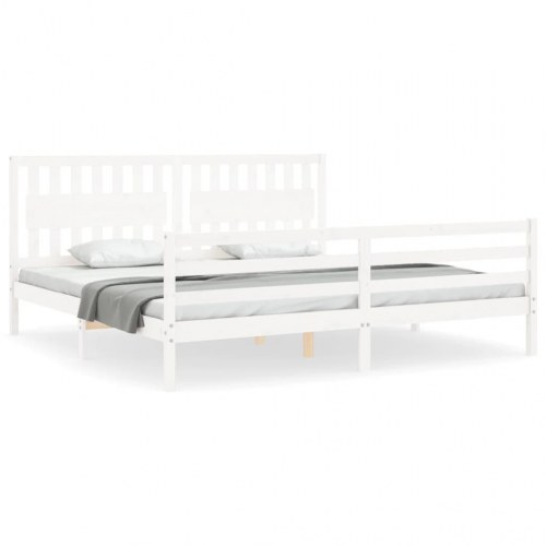 Sengeramme med sengegavl 200 x 200 cm - hvid