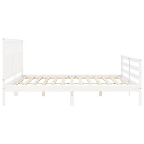 Sengeramme med sengegavl 200 x 200 cm - hvid