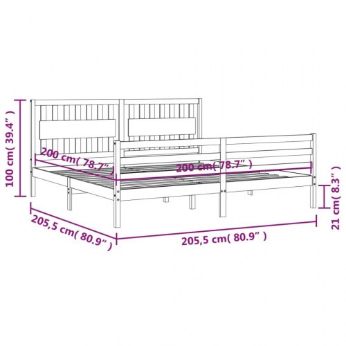 Sengeramme med sengegavl 200 x 200 cm - hvid