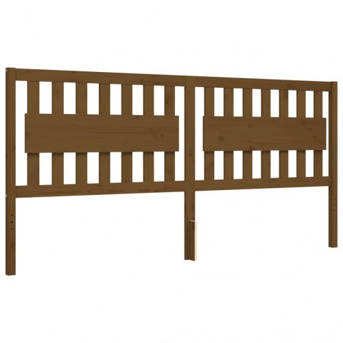 Sengeramme med sengegavl 200x200 cm massivt træ gyldenbrun