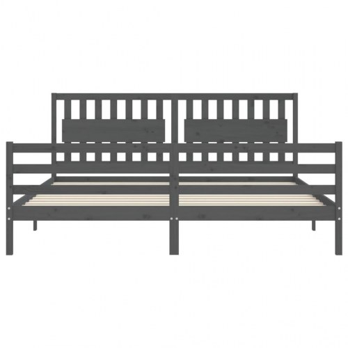 Sengeramme med sengegavl 200x200 cm i massivt fyrretræ - grå