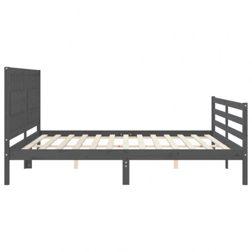 Sengeramme med sengegavl 200x200 cm i massivt fyrretræ - grå