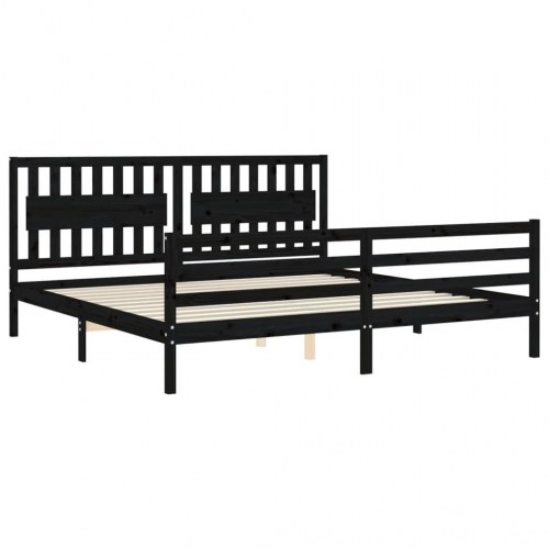 Sengeramme med sengegavl 200x200 cm massivt træ sort