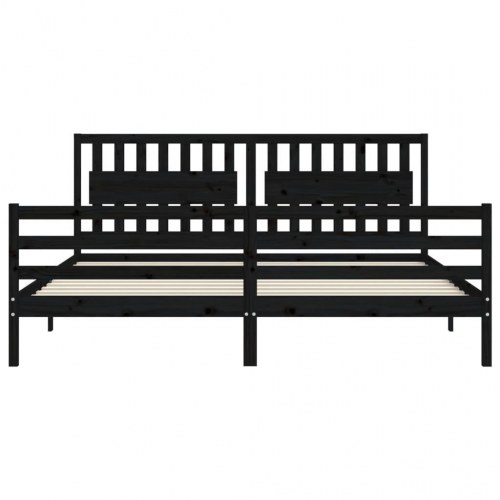 Sengeramme med sengegavl 200x200 cm massivt træ sort