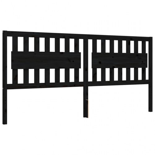 Sengeramme med sengegavl 200x200 cm massivt træ sort