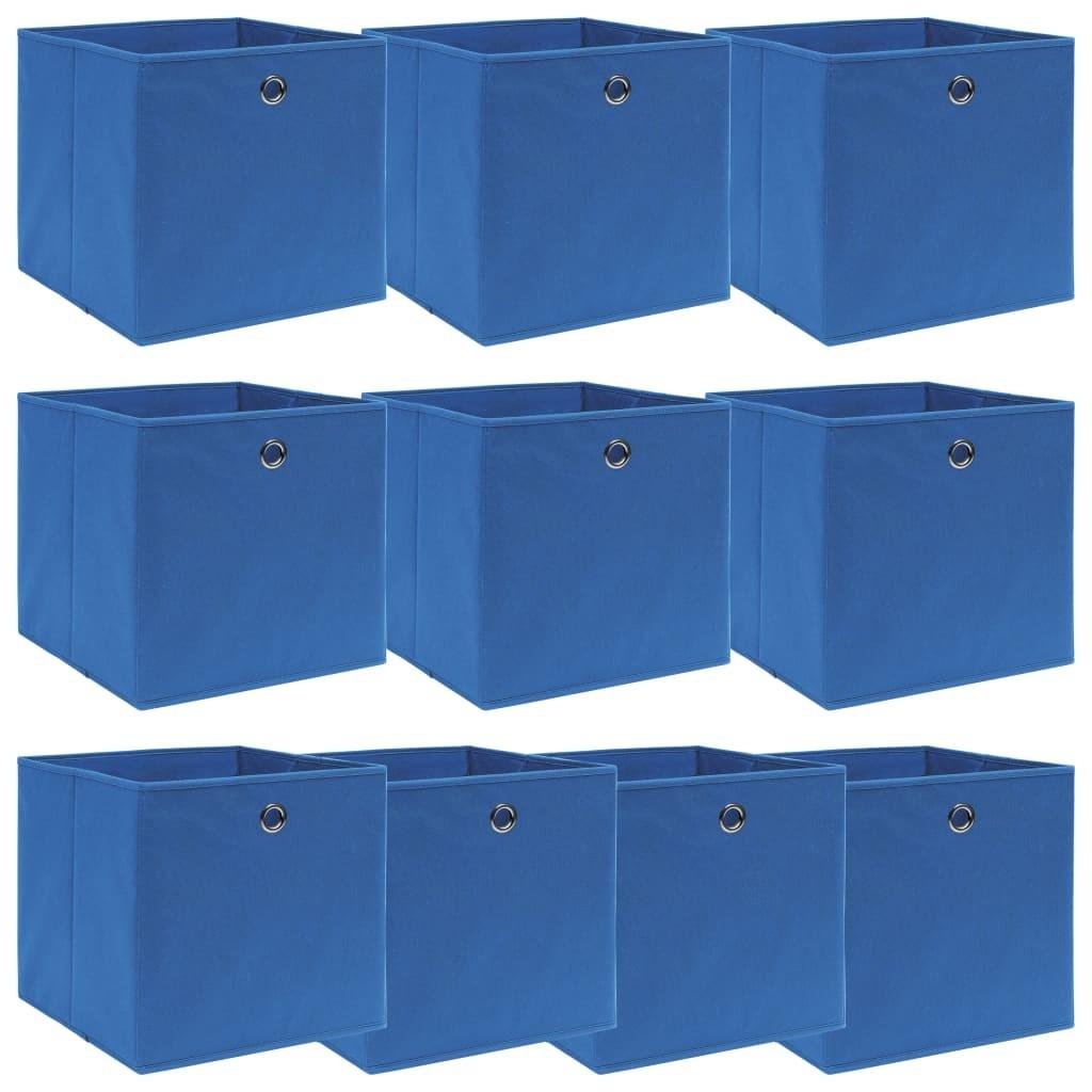 Opbevaringskasser 10 stk. 32x32x32 stof blå