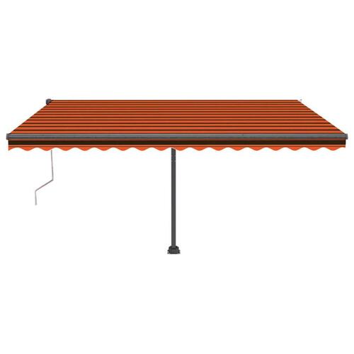Markise m. LED + vindsensor 450x350 cm automatisk orange/brun