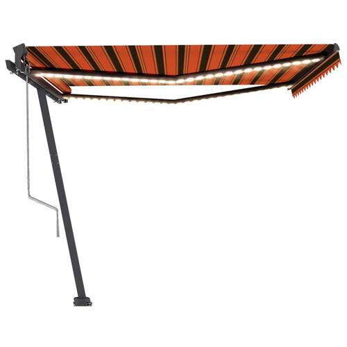 Markise m. LED + vindsensor 450x350 cm automatisk orange/brun