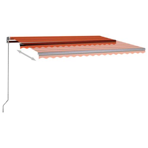 Markise m. LED + vindsensor 450x350 cm automatisk orange/brun