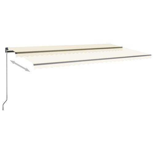 Markise m. LED + vindsensor 600x350 cm automatisk cremefarvet