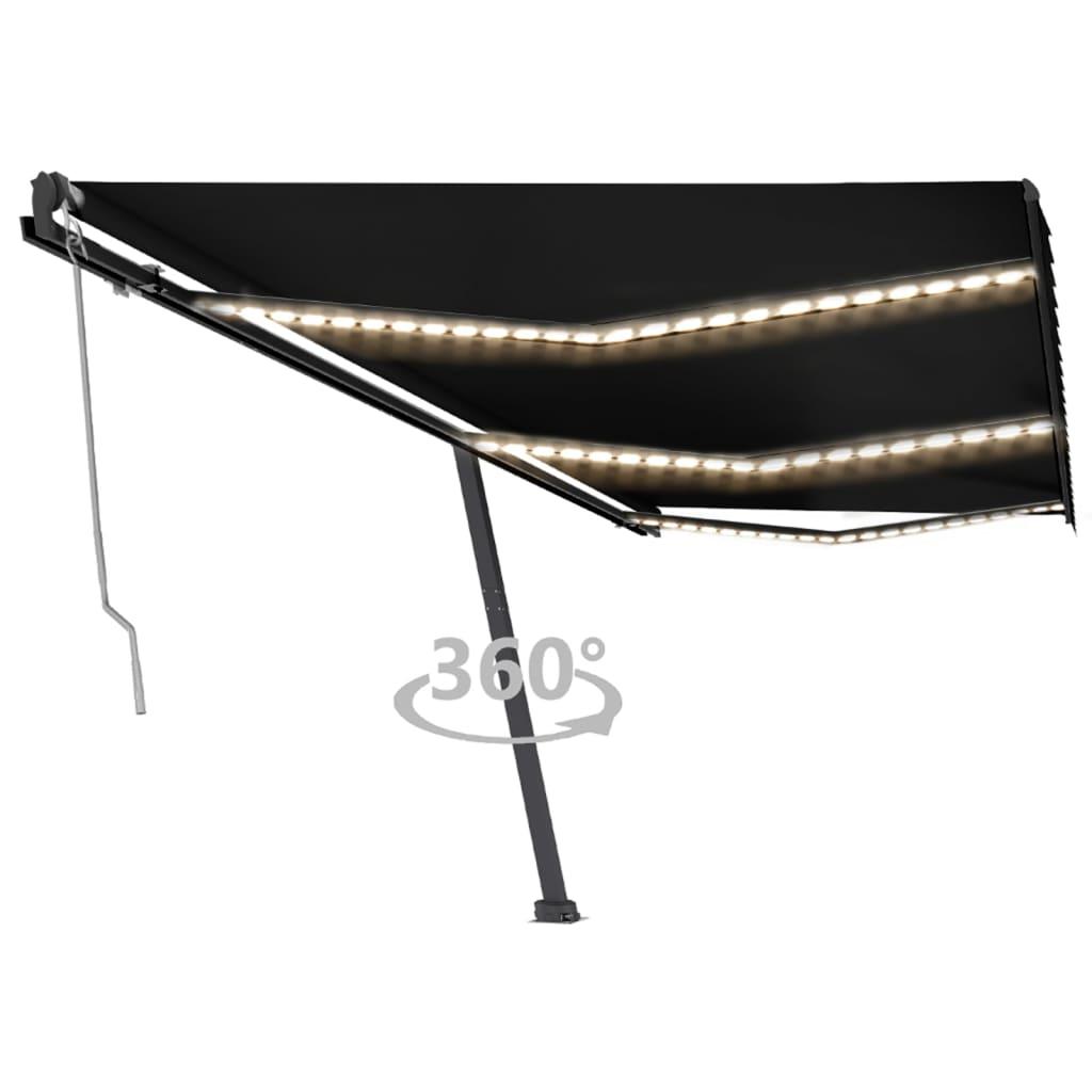 Markise m. LED + vindsensor 600x350 cm automatisk antracit