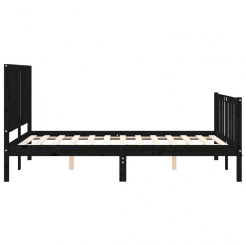 Sengeramme med sengegavl 140x190 cm massivt træ sort