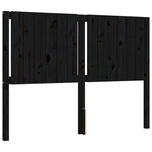 Sengeramme med sengegavl 140x190 cm massivt træ sort