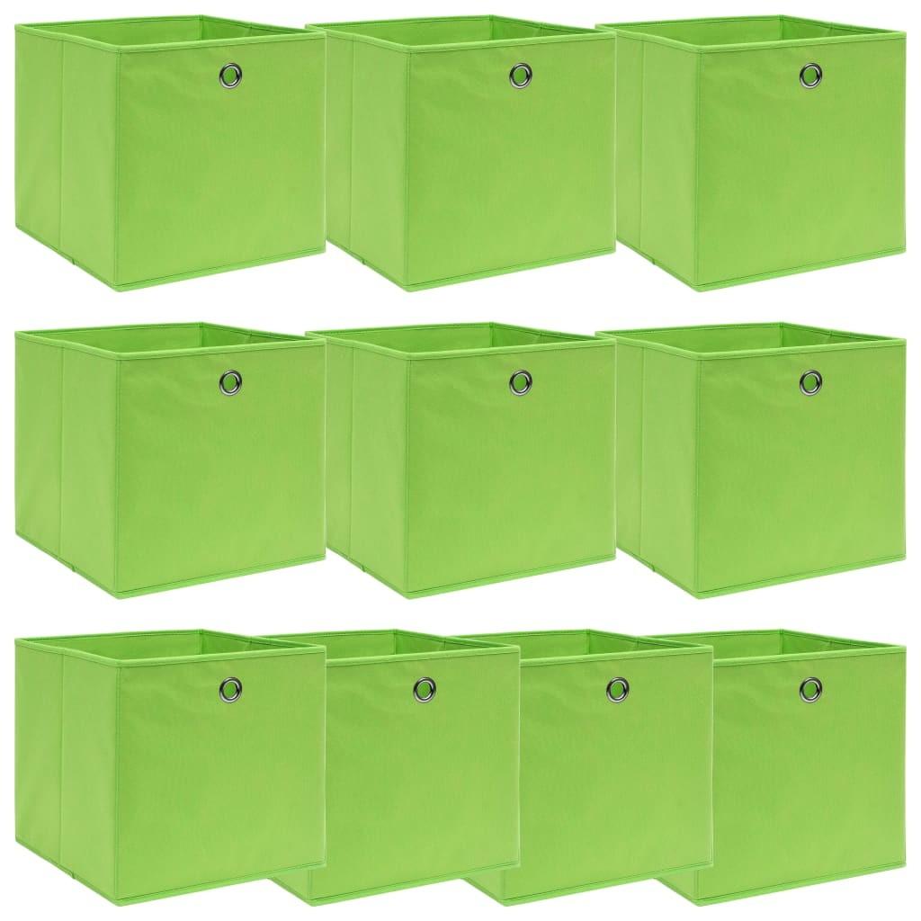 Opbevaringskasser 10 stk. 32x32x32 stof grøn