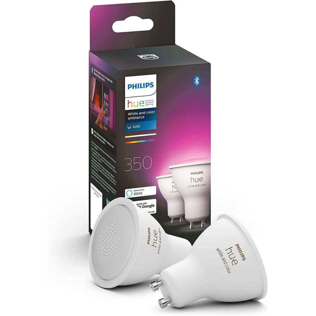 Se Philips Hue White and Color Ambiance 4,3W GU10 (2-pak) hos Boligcenter.dk