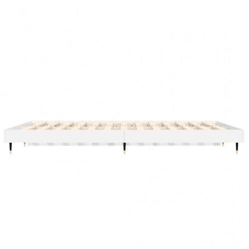 Sengestel 140×190 cm - konstrueret træ, hvid højglans