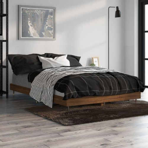 Sengeramme 120×190 cm i konstrueret træ - brunt eg, uden madras