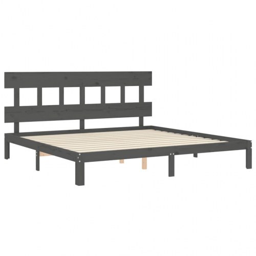 Sengeramme med sengegavl 200 x 200 cm - grå