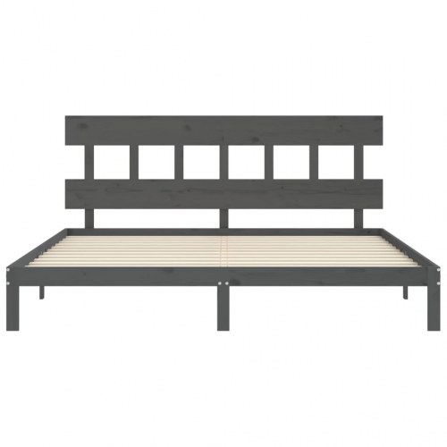 Sengeramme med sengegavl 200 x 200 cm - grå
