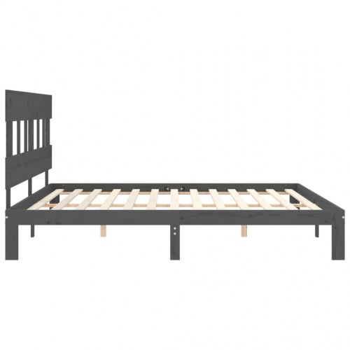 Sengeramme med sengegavl 200 x 200 cm - grå