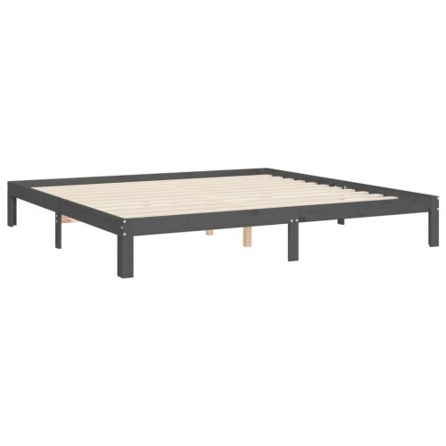 Sengeramme med sengegavl 200 x 200 cm - grå