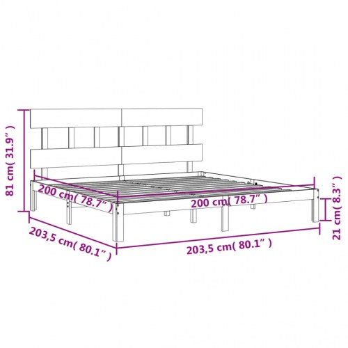 Sengeramme i massivt fyrretræ 200 x 200 cm - uden madras