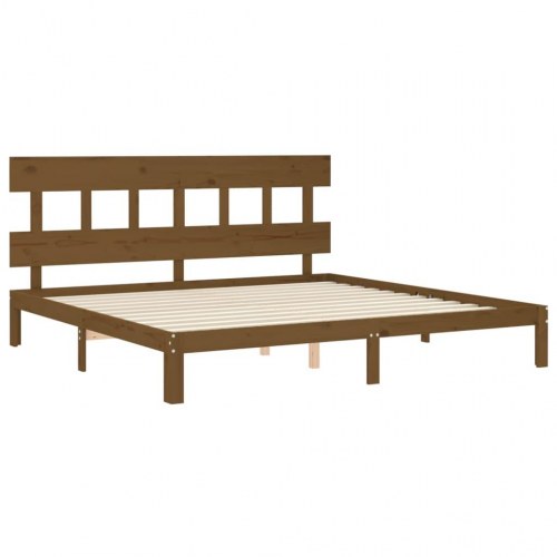 Sengeramme med sengegavl 200 x 200 cm i massivt fyrretræ