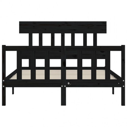 Sengeramme med sengegavl 140x190 cm massivt træ sort