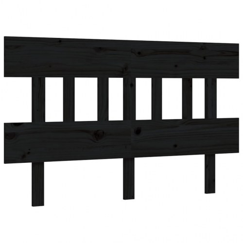 Sengeramme med sengegavl 140x190 cm massivt træ sort