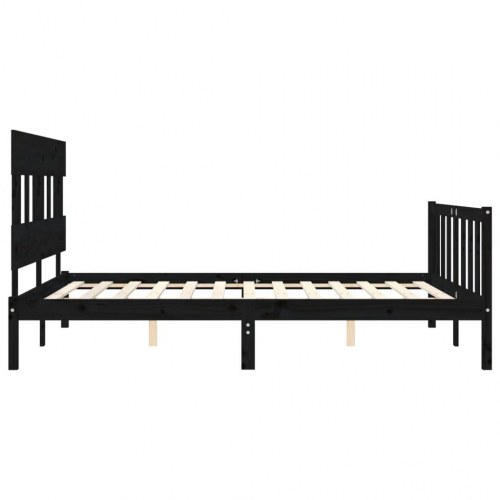 Sengeramme med sengegavl kingsize massivt træ sort