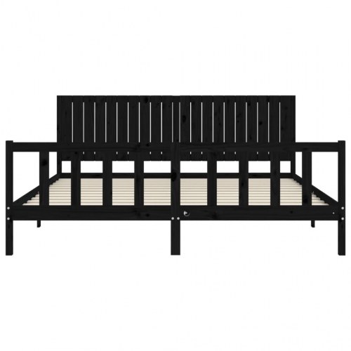 Sengeramme med sengegavl 200 x 200 cm - sort