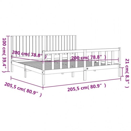 Sengeramme med sengegavl 200 x 200 cm - sort