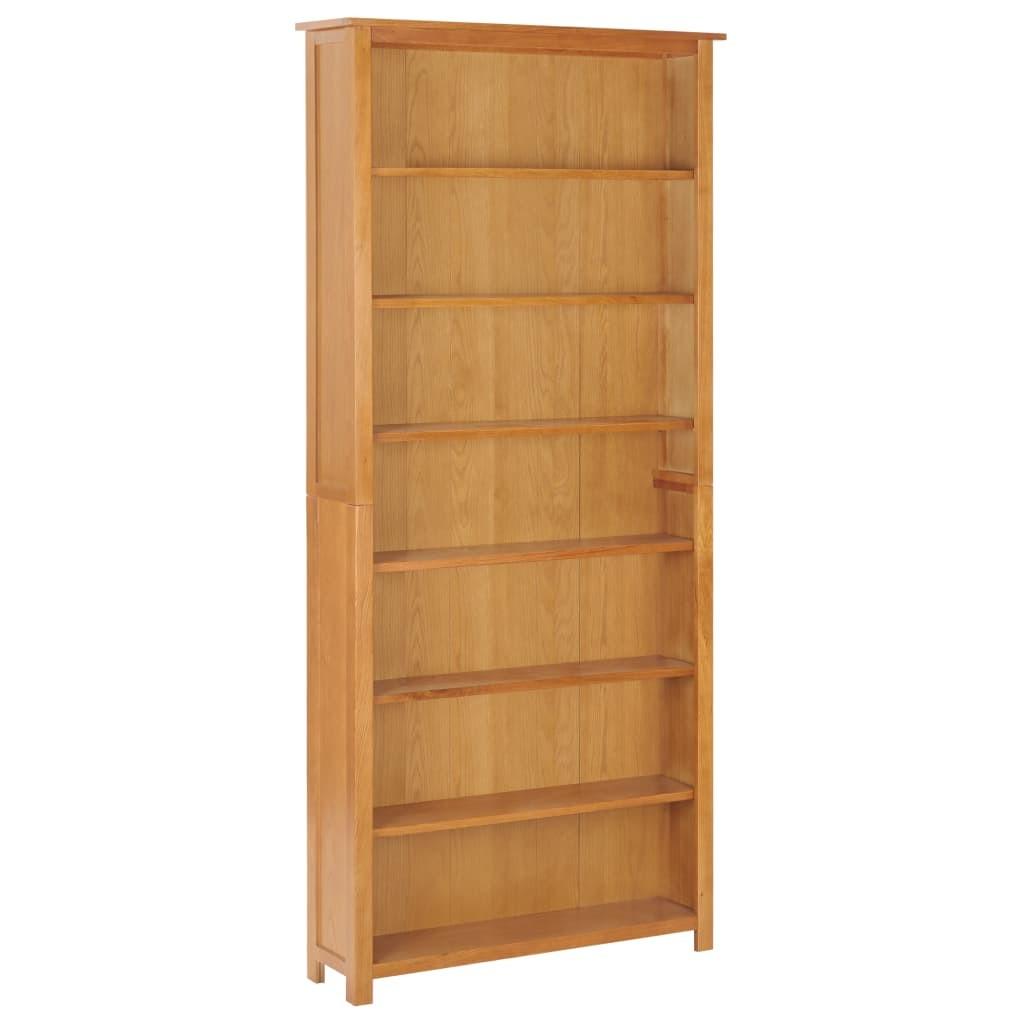 Bogreol med 7 hylder 90x22,5x200 cm massivt egetræ