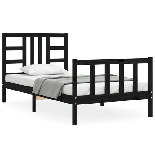Sengeramme med sengegavl 90x200 cm massivt træ sort