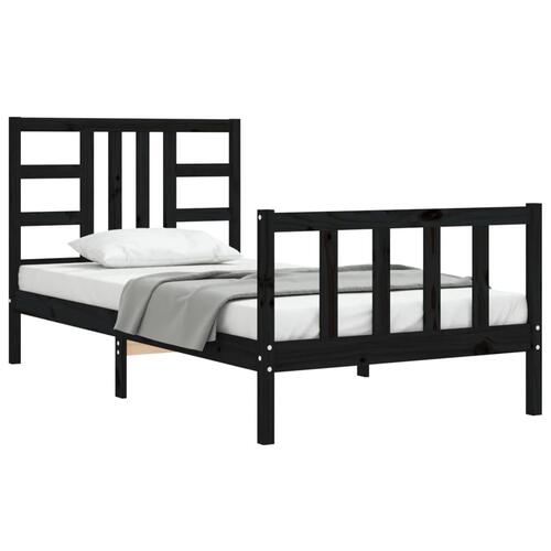 Sengeramme med sengegavl 90x200 cm massivt træ sort