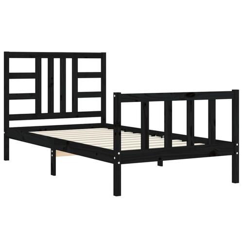 Sengeramme med sengegavl 90x200 cm massivt træ sort