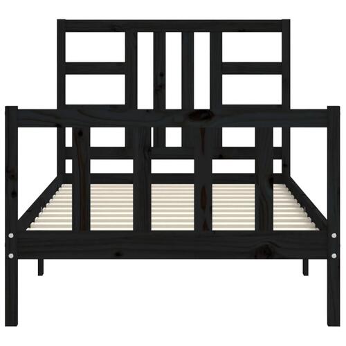 Sengeramme med sengegavl 90x200 cm massivt træ sort