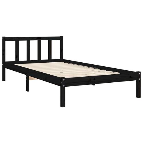 Sengeramme med sengegavl 90x200 cm massivt træ sort