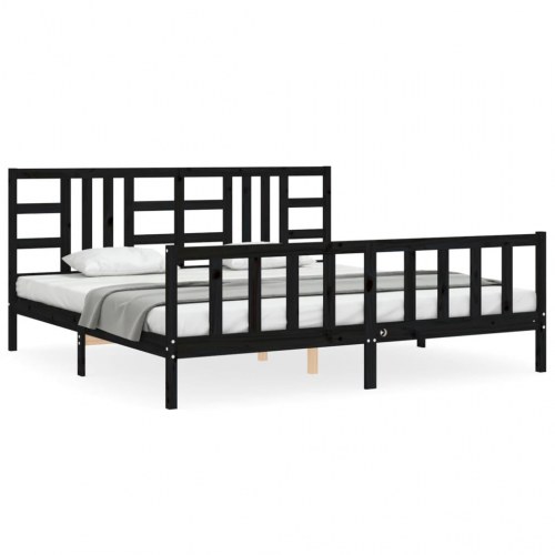 Sengeramme med sengegavl 200 x 200 cm - sort
